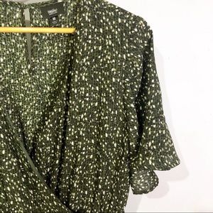 2 for $20 | Olive leopard print wrap dress